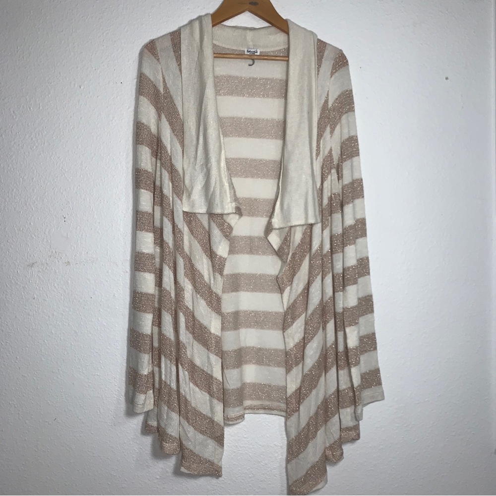 Splendid Glitter Shabby Chic Balletcore Waterfall Stripe Knit Cardigan Womens XL